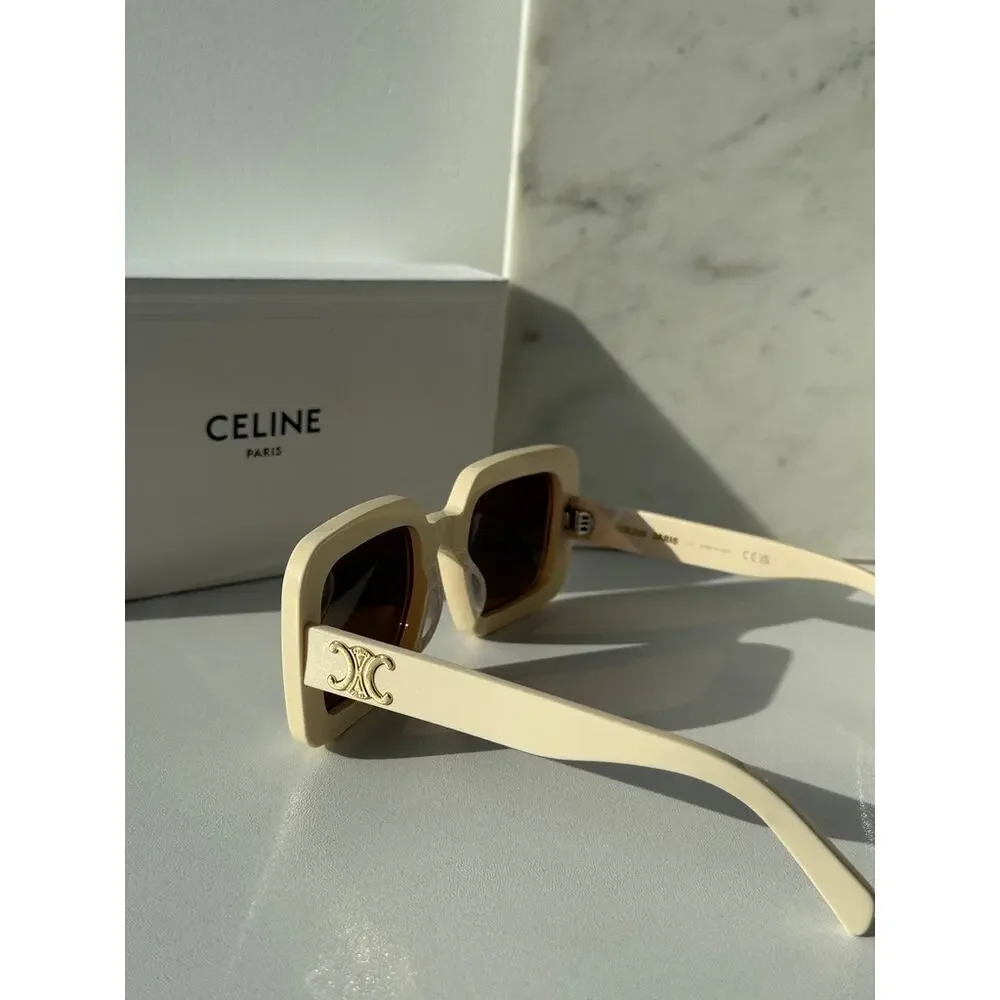 NEW Celine CL40304U Triomphe Square Ivory Sunglasses - Picture 2 of 5